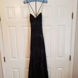 Backless black formal gown